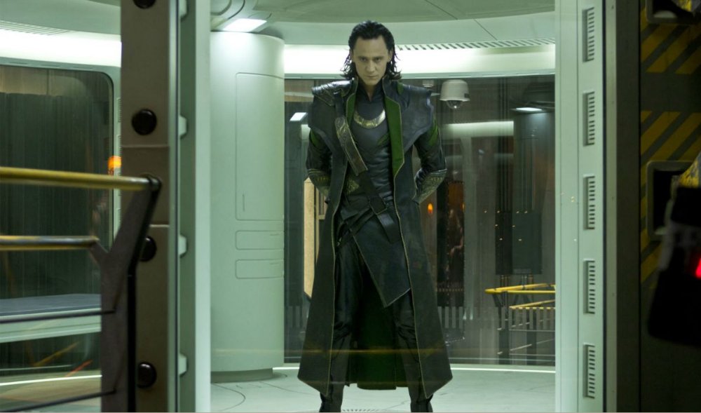 Tom Hiddleston as Loki in a scene from Marvel's The Avengers movie.